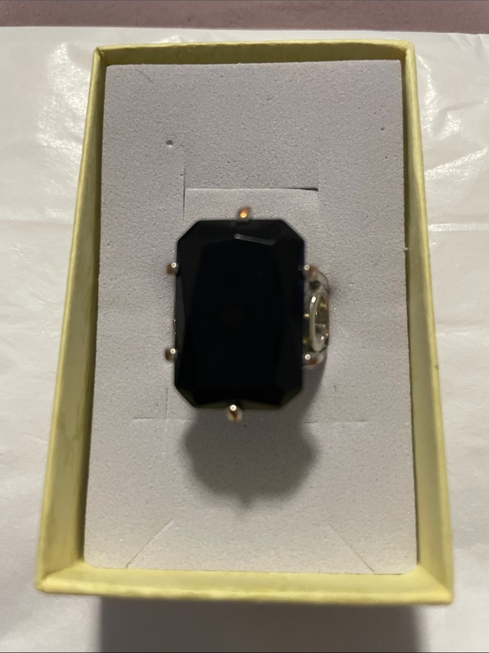 Black Gemstone Cocktail Ring - Women's Statement Ring size 8